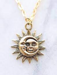 Sun And Moon Aesthetic Necklace Sun And Moon Necklace Moon Phase Jewelry Moon Jewelry