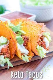 Have A Low Carb Taco Night With These Keto Tacos Made With Cheese Taco Shells Baked Cheddar Cheese Formed Into Th Keto Taco Low Carb Tacos Keto Recipes Dinner