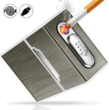 Stylisches Zigarettenetui Mit Feuerzeug Aluminium Zigarettenbox Elektronisches Integriertem Flammenlos Zigaretten Etui Zigarettenetui Weihnachtsgeschenk Mutter