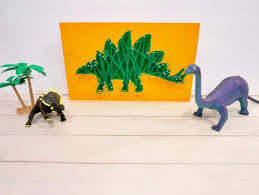 Also includes a draw string canvas bag for easy storage of pieces! Dinosaur Nail Wood Craft Easy String Art For Kids