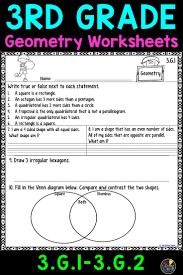 These Third Grade Geometry Worksheets Are Perfect For 3rd Graders They Align With Common Co Geometry Worksheets Third Grade Geometry Worksheets Education Math