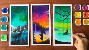 ¿qué es una pintura con acuarelas? 3 Ideas Faciles Para Pintar Con Acuarelas Paisajes Youtube