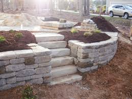 A slope or hillside can be intimidating when you are thinking of ways to landscape your yard. Retaining Wall For Sloped Yard Landscaping Retaining Walls Sloped Backyard Landscaping Sloped Backyard