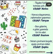 Ayse Cukur Adli Kullanicinin Bilmeceler Panosundaki Pin Evde Egitim Bilmeceler Cocuklari Buyutme