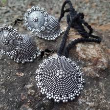 Jumbo Suryakanthi German Silver Jhumka Necklace Set Black Metal Jewelry Silver Jewellery Indian Silver Jewelry Fashion
