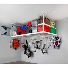 Diy oversized garage storage cabinets: Saferacks 4 Ft X 8 Ft Overhead Garage Storage Rack And Accessories Kit