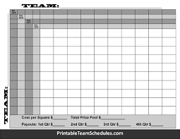 100 Square Football Pool Template Quarter Superbowl Squares Football Pool Football Squares