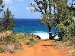 From princeville you travel south on kuhio highway and just after mile marker 20 you hang a left onto ko'olau road. Looking To The West From The Beach Picture Of Larsen S Beach Kauai Tripadvisor