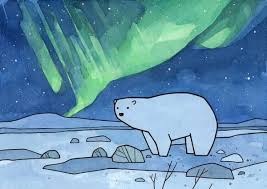 Polar Bear And Northern Lights Childrens Illustration Art Print Studio Tuesday Polar Bear Art Northern Lights Art Bear Art