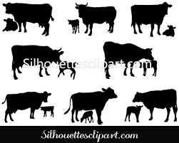 Cow And Calf Vector Silhouette Download Cow Silhouette Animal Silhouette Silhouette Vector Cow Drawing