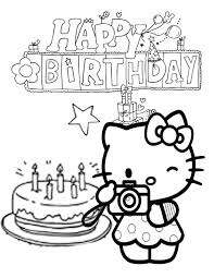 I think hello kitty cooked a tasty cake for her birthday! Hello Kitty Cake And Star Birthday Coloring Page Coloring Home