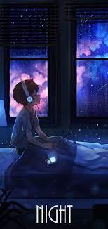 A Boy Listening Music In Night Cool Anime Wallpapers Anime Wallpaper Anime Scenery Wallpaper