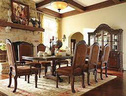 Northshore Brown Finish Double Pedestals And Leafs Formal Dining Set Rectangle Table 6 Side Dining Room Design Ashley Furniture Dining Dining Room Table Set