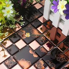The blue and black kitchen scores high marks for its inviting, stylish appearance. Black Red Glass Printing Flower Mosaic Tile Hmgm2038c For Mesh Backing Bathroom Bar Wall Backsplash Tiles Kitchen Wall Mosaic Mosaic Jigsaw Tile Panelmosaic Natural Stone Tiles Aliexpress
