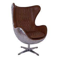design schalensessel saltum whisky brown vintage leder aluminium sessel retro ledersessel braun ledersessel