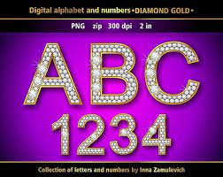 Diamond And Gold Alphabet And Numbers Digital Png Clipart Etsy Alphabet And Numbers Digital Alphabet Alphabet