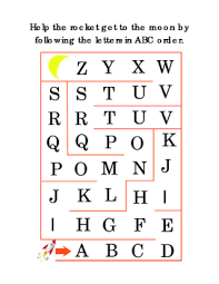 Knowing and using alphabetical order is an essential skill. Kindergarten Alphabet Maze Follow Letters Abc Order Rocket Moon Literacy Print