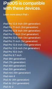 Ipad pro 12.9 (5th gen) ipad pro 11 (3rd gen) Ipados 15 Compatibility List Ipad
