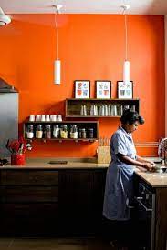 Kitchen Wall Color Select 70 Ideas How You A Homely Kitchen Design Orange Kitchen Walls Orange Kitchen Decor Orange Accent Walls