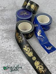 Mt solids washi paper masking tape, 3/5 x 11 yd, gold (mt01p205) 4.4 out of 5 stars. Gold Foil Crane And Dragon Washi Tapes Gwen Lafleur Studios