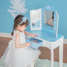 Fantasy Fields By Teamson Girls Vanity Set Wooden Dressing Table With Mirror Stool Blue White Td 11670o Teamson Kids Ireland