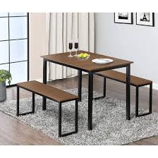 If you're only two in your home, then there is no need for getting a big dining set. Homury Modern 3 Piece Dining Table Set With Two Benches Brown Overstock 32408874