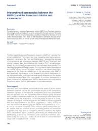 Tes mmpi tes mmpi adalah tes psikologi yang digunakan untuk proses diagnosa mmpi dikembangkan pada tahun 1930 di universitas minnesota sebagai tes kepribadian yang. Pdf Interpreting Discrepancies Between The Mmpi 2 And The Rorschach Inkblot Test A Case Report