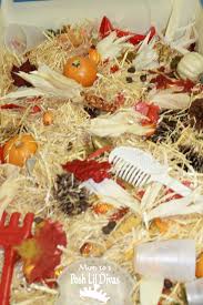 Mom To 2 Posh Lil Divas Fall Themed Sensory Table In Preschool Autumn Theme Fall Sensory Bin Fall Preschool