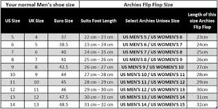 Size Guide Archies Footwear United States