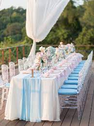 Glam Pink Blue And Gold Ocean View Wedding In Thailand Pink Wedding Receptions Wedding Table Pink Blue Themed Wedding