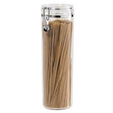 Clear plastic container comes with a white, orange, red or blue lid. New Oggi Acrylic Spaghetti Container Pasta Canister Airtight W Clamp 4 X 12 Walmart Com Walmart Com