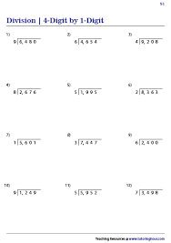 Dividing 4 Digit By 1 Digit Whole Numbers Worksheets In 2020 Division Worksheets Division Multiplication And Division