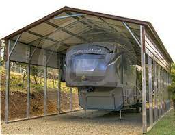 Definitely a project i could see doing. Metal Rv Carports Rv Cover Kits Custom Rv Shelters For Sale