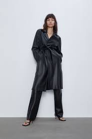 Faux Leather Trench Coat Zara United States Giacca Di Pelle Trench Giacca