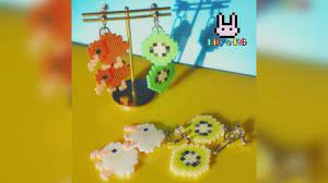 キウイ キーウィ 3way イヤリング ドット絵 アイロンビーズアクセサリー lily kg powered by base 動画 動画 2021 アイロンビーズ ビーズ ドット絵