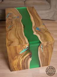 Live Edge Waterfall Green River Coffee Table With Transparent Leg Fine Wooden Creations Wood Table Design Wood Resin Table Epoxy Wood Table