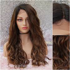 Buy lace front wigs wholesale online at an affordable price, we offer best quality virgin human hair wigs for black women.lace front wig with baby hair will definitely give you a very natural looking. Long Brown Dark Roots Lace Front Wig Baby Hairs Natural Etsy