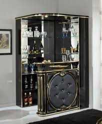 Black And Gold Bar Tiffanie Italian Made Home Corner Bar Black Gold Eco Leather Front Corner House Home Bar Design