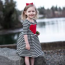 Fashion Toddler Kids Baby Girl Heart Striped Three Quarter Princess Dress Sundress Outfits Clothes Comfort Toddler Girl Dresses Girl Outfits Kids Party Dresses