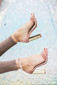 Pink Velvet Gold Mckennableu Heels High Heels Shoes
