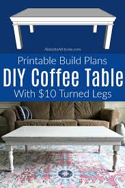 A reclaimed wood top is ideal, but the worn appearance can be forged with stain, sanding, and. Diy Coffee Table Build Plans With Turned Legs Abbotts At Home
