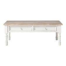 Once the legs were painted, i measured and cut wood to the length i needed, i cut it 1 inch longer than the actual top so it would hang over about a half inch on either side. Solid Mango Wood Coffee Table In Whitewash Amelie Maisons Du Monde
