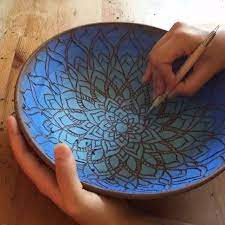 Easy Way To Do Mandala Silhouette Would Fire White Though Pottery Patterns Pottery Painting Pottery Painting Designs