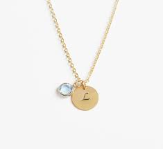 Initial And Birthstone Necklace Personalized Letter Necklace Etsy Initial Birthstone Necklace Birthstone Necklace Initial Necklace Gold