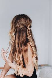 Natural Wavy Hair Fishtail Braid Long Hairstyles Half Up Fishtail Braid Ombre Hair Hair Styles Natural Wavy Hair Hair