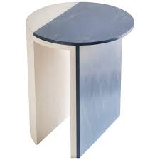 Gibbous Blue And White Side Table By Robert Sukrachand Made In Usa In 2020 White Side Tables Side Table Geometric Table