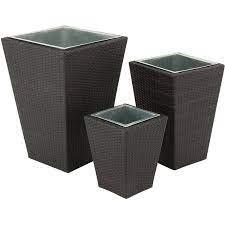 Dress up your yard with a modern cement or black & white opt for a plant stand to raise your plants closer to eye level or into the sunshine. Hanover Outdoor Tall Resin Planters With Removable Metal Inlay Set Of 3 Walmart Com Walmart Com
