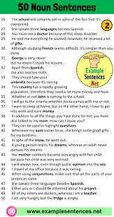 50 Examples Of Noun Sentences Noun Sentences Examples Example Sentences Sentence Examples Nouns Sentences