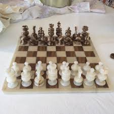 Vintage Game Set Chess Checker Onyx Marble Stone Set By Pilarandme Vintage Chess Set Marble Chess Set Chess Set