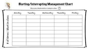 Blurting Interrupting Behavior Management Chart For Adhd Students